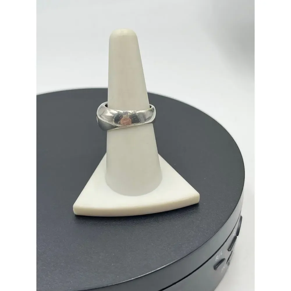 Chateau D'Argent C^A Sterling‎ Green Cream Enamel Petal Flower Dome Ring sz 8.25